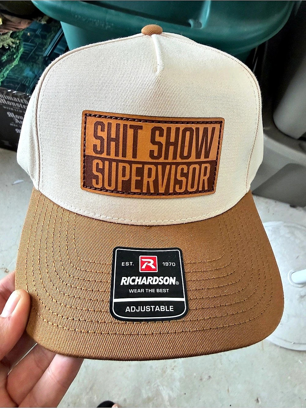Richardson 112 Trucker Hat Shit Show Supervisor Brown & Cream NWT Muddy Barn